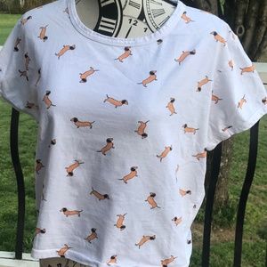 Wiener Dog/Dachshund Dog Graphic Slightly Cropped T-Shirt | L